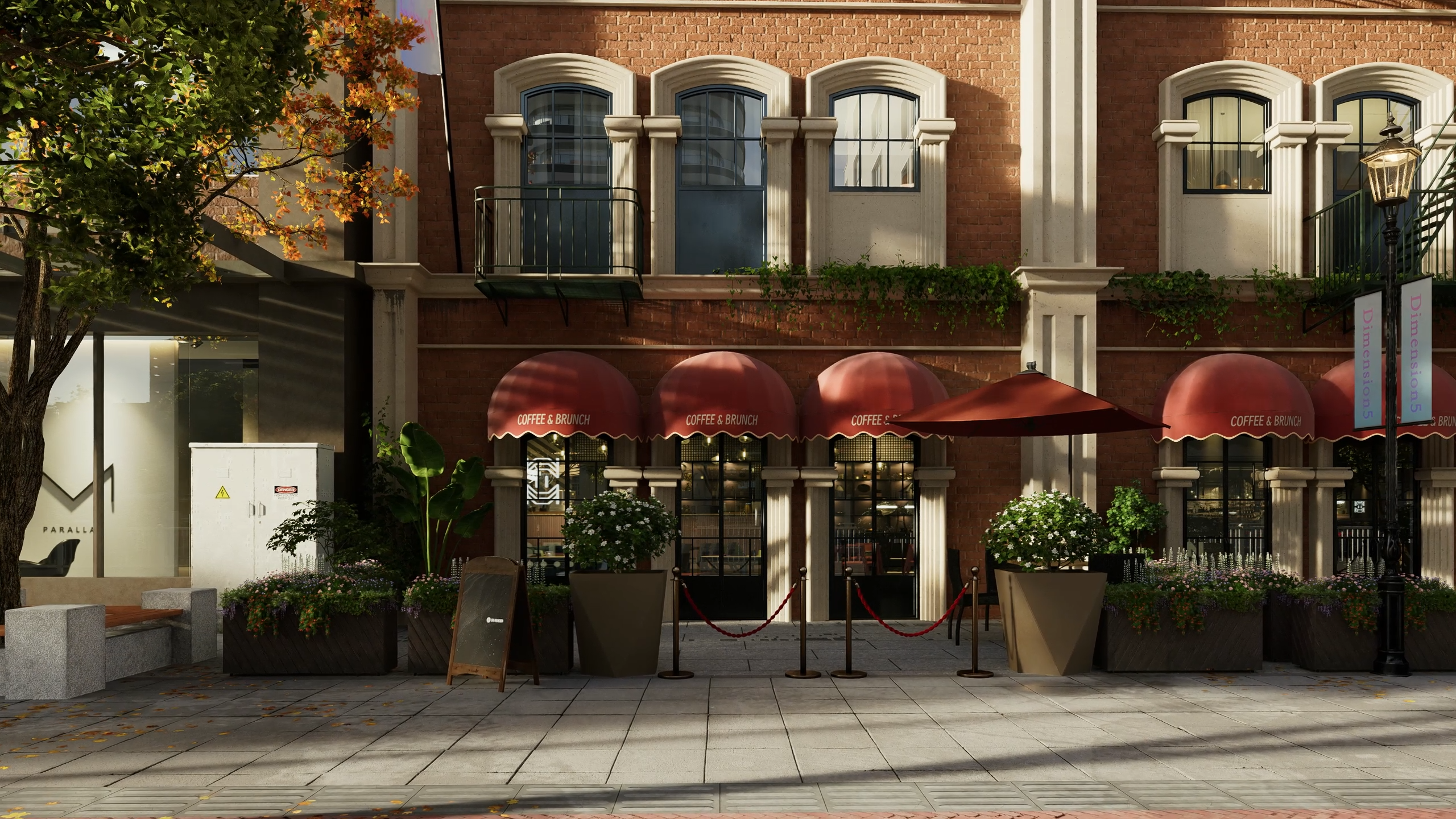 D5素材库更新丨动态红绿灯、霓虹灯牌、商业外摆、街道设施等商业街景专题模型